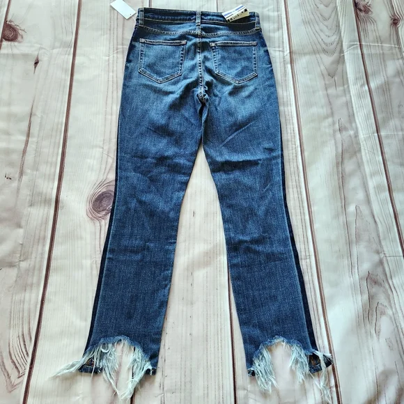 NWT L'Agence "High Line Skinny" Jeans Classic Vintage Stripe Destruct Blue 27 - Picture 6 of 14